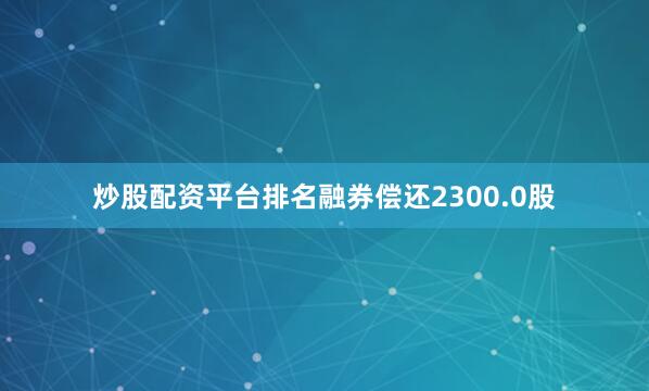 炒股配资平台排名融券偿还2300.0股